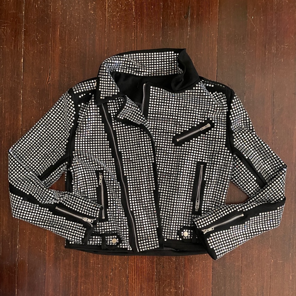 Azalea Wang Juniper Black Crystallized Moto Jacket